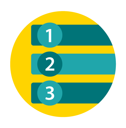 Ilustração de uma sequência de números, são eles: 1,2 e 3