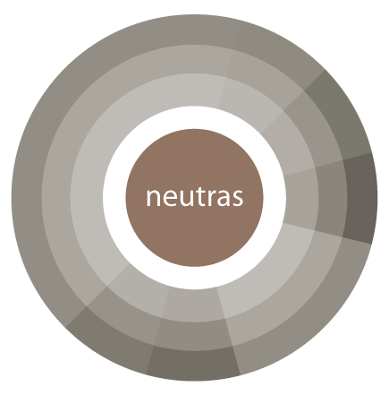 Ilustração de uma faixa circular contendo a gradação das cores neutras terrosas: marrom, bege, ocre