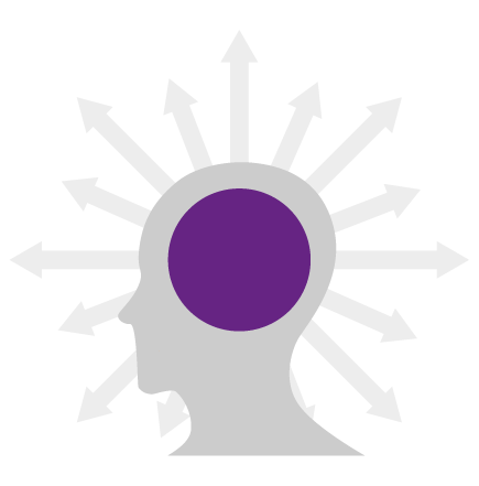 Ícones de nove cabeças humanas. Cada uma delas é colorida com uma cor diferente: roxo.