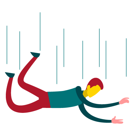 Infográfico contendo ilustrações e texto. As ilustrações mostram uma queda de uma escada, um escorregão e um tombo. Texto sobre imagem: Negligência: quando a pessoa deixa de tomar uma atitude que era esperada, sendo omissa; Imprudência: quando a pessoa faz algo sem o devido cuidado ou atenção; Imperícia: quando a pessoa erra por falta de técnica ou conhecimento.
