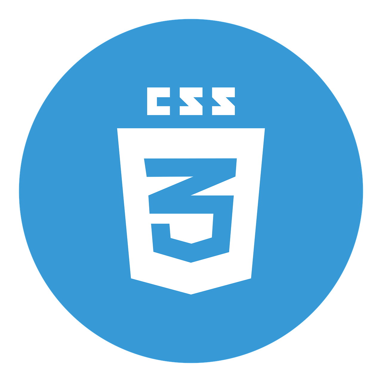 Imagem de um círculo azul que contém o símbolo do CSS na cor branca.
