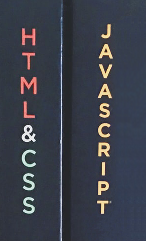 Foto da lombada de dois livros, mostrando os títulos HTML&CSS e Javascript.