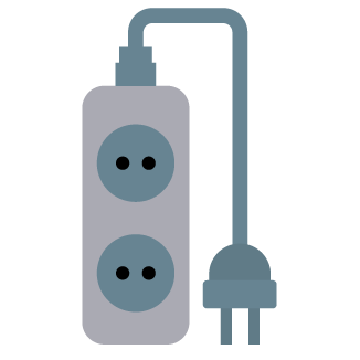 Ilustração de uma extensão elétrica com duas tomadas.