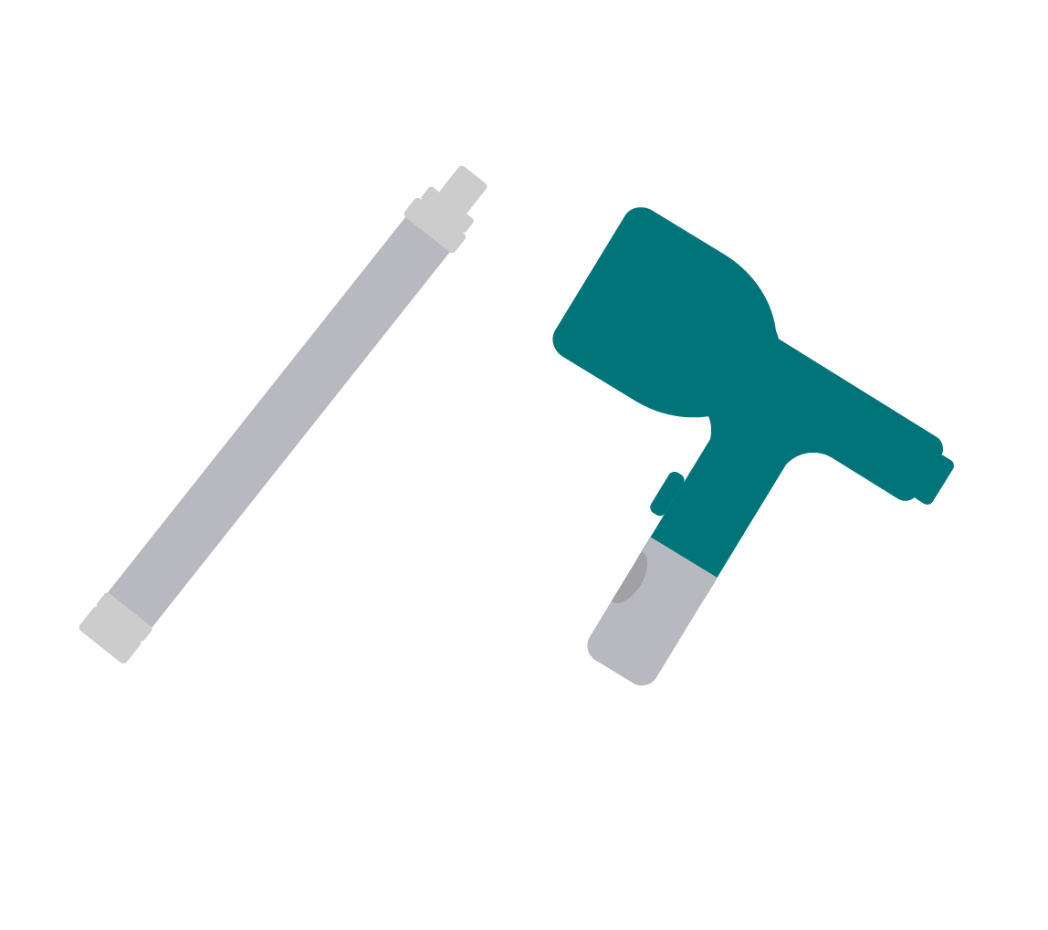 Ícone ilustrado de um cabo e de um bico de um equipamento airless.