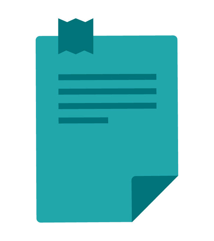 A ilustração é uma folha de anotação em azul e está pendurada em uma parede por fita adesiva.